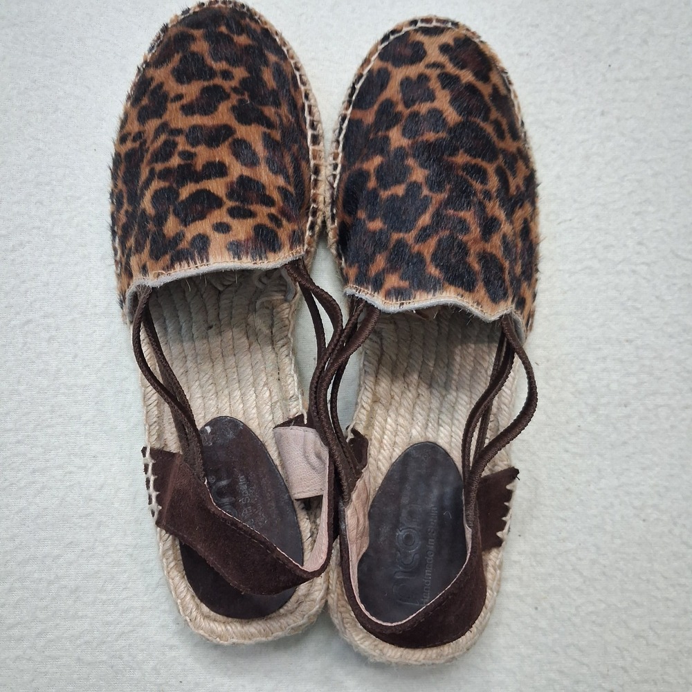 Picon Calf‎ Hair Spanish Handmade Espadrille Slingback Shoe Brown Women sz 9.5